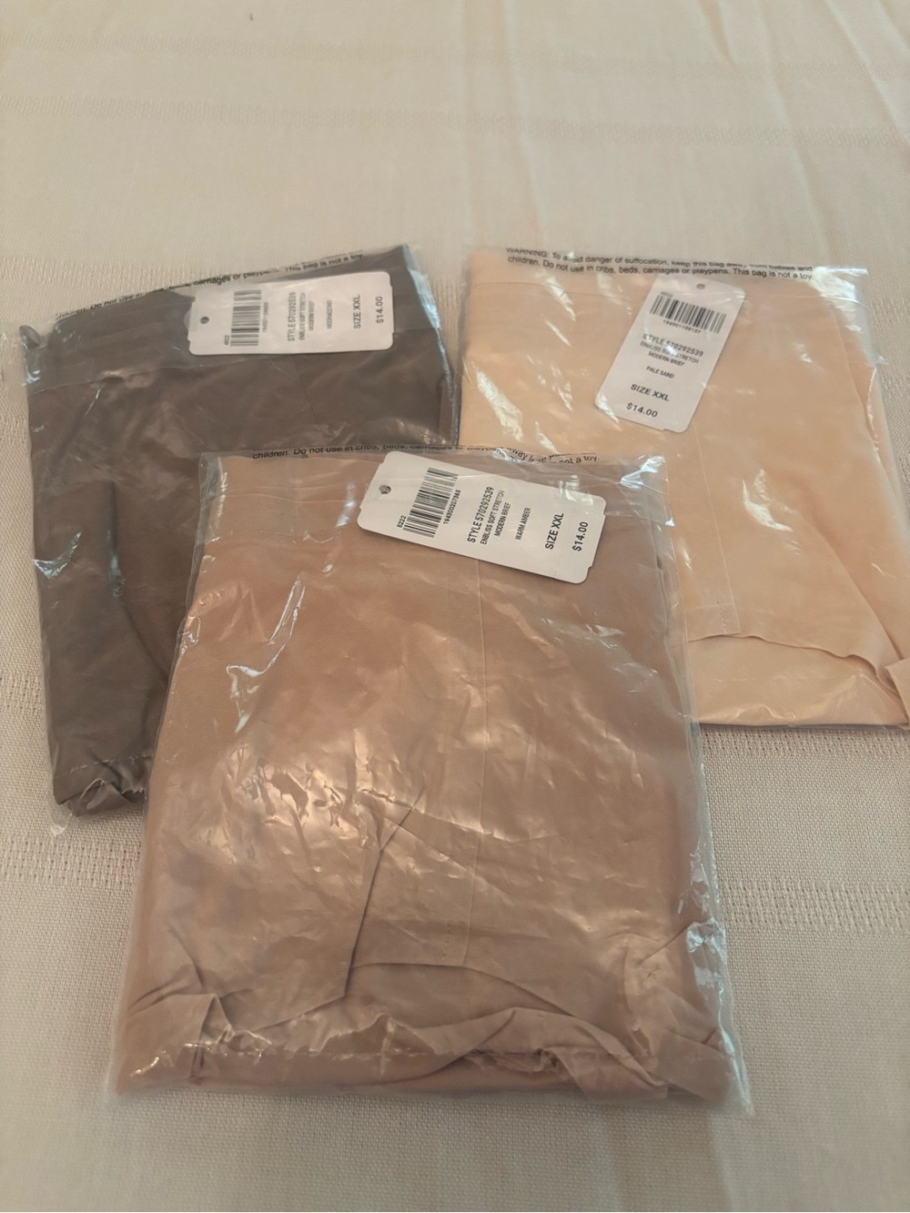 BUNDLE of Soma Women's Seamless Panties Trio in Nude, Taupe, and Cream XXL